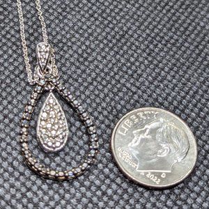 Sterling Silver and Black and White Diamonds Necklace